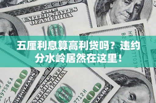 武汉五厘利息算高利贷吗？违约分水岭居然在这里！